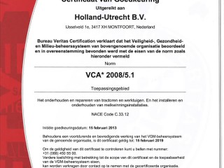 VCA Certificaat Holland-Utrecht BV